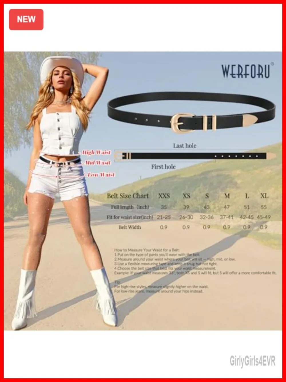 Women Faux Leather Skinny Belt with Gold Buckle Vintage Western Waist Belt